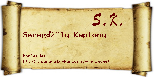 Seregély Kaplony névjegykártya