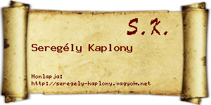 Seregély Kaplony névjegykártya